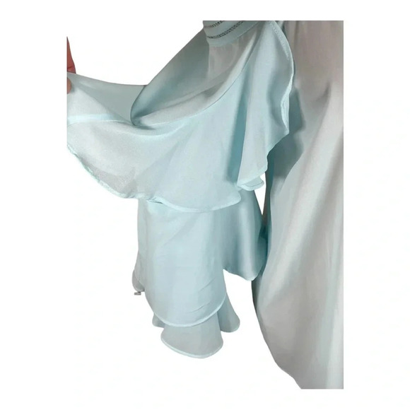 💙 Marciano Beautiful Aqua‎ Blue Cold Shoulder Blouse Small - Picture 3 of 9